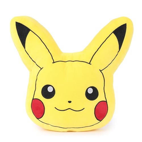 Image of Mirada Yellow Pokemon Pikachu Face Soft Toy Officially Licensed | Soft & Comfortable Plush Pillow for Kids & Fans | Plush Toys, Stuffed Animals, Cute Soft Toys, Baby Gift, Room Decor Pillow | 35cm