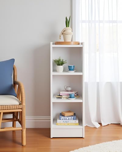 Image of SBF Furniture Tree Bookshelf Floor Standing Bookcase Free Standing Multipurpose Storage Rack for Books Magazines Organizer Showcase DIY (White Marble, 3 Tier GHODO)