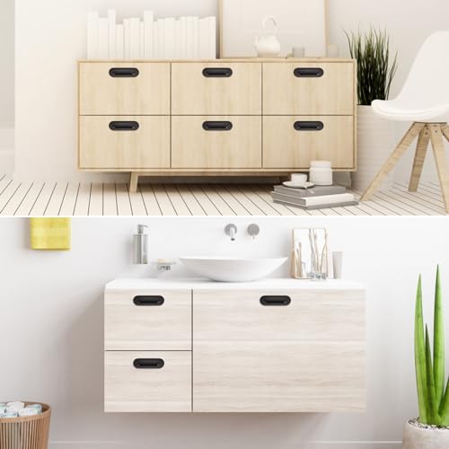 Lyaor Muschelgriff 2 Stück Gebürstet 304 Edelstahl Schiebetürgriff 120mm Verdeckt Oval Griff Schiebetür Ziehgriff Muldengriff Möbelgriff mit Schraube für Kleiderschrank Schrank Zimmertüren - Schwarz