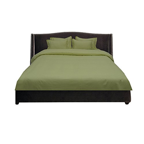 BudgetLinen 5PCs Ensemble de Couette(Sage A_Rayures, UK Super King Size 180x200 cm(6 pi x 6 pi 6 po)) 100% Coton-d'Egypte Qualité Premium 400 Nombre de Fil Cover