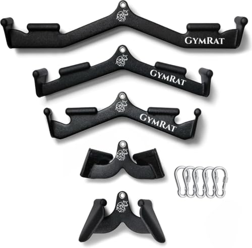 Image of GYMRAT Upgraded LAT Pulldown Attachments with Tricep Rope, Cable Machine Attachment, Cable Attachments for Gym, T Bar Row Attachment, LAT Pull Down Bar (GYMRAT Upgraded Handles)
