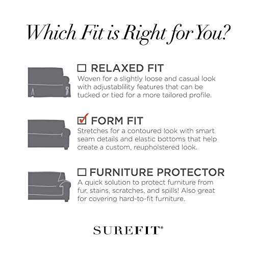 Surefit Stretch Jacquard Damask Box Cushion Ottoman Covers Slipcover, Form Fit, Polyester/Spandex, Machine Washable, Gray #TOP2