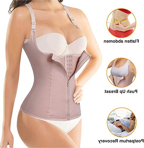Eleady Women's Underbust Corset Waist Trainer Cincher Steel Boned Body Shaper Vest with Adjustable Straps (L, Beige) - Thumbnail 4