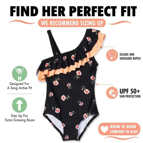 Image of Kanu Surf Girls Morgan Floral Ruffle 1-Shoulder 1-piece Swimsuit