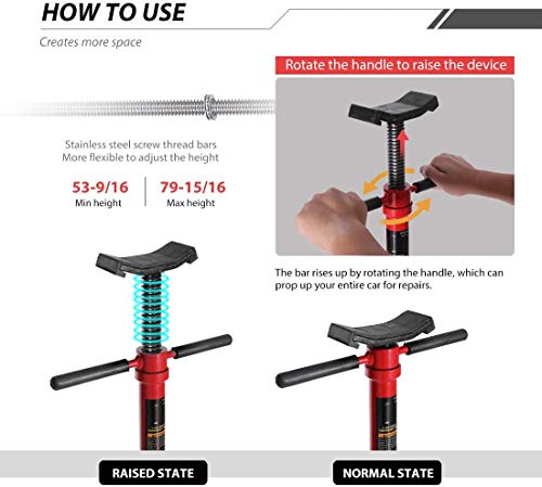 SPECSTAR Under Hoist Support Stand 3/4 Ton 1500Lbs Capacity Jack Stand Lifting from 1.3 to 2 Meters with 12 Inch Diameter Steel Base