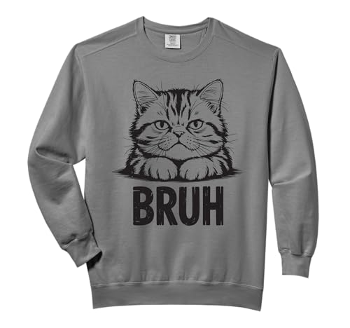 Bruh Funny Meme Persian Cat-Shirt Teen Boy Girl Mom Dad Men Comfort Colors Adult Sweatshirt