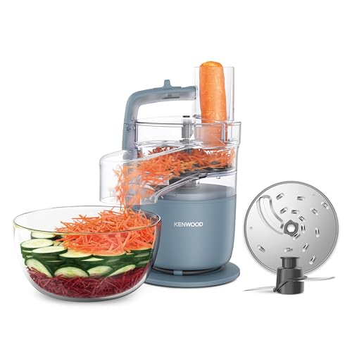 Kenwood MultiPro Go FDP22.​130GY, Processeur Alimentaire Compact de Cuisine de 30cm de Haut, pour Couper, Râper, Mixer et Pétrir la Pâte, avec Express-Serve dans la Poêle, Récipient 1,3 l, 650W, Bleu