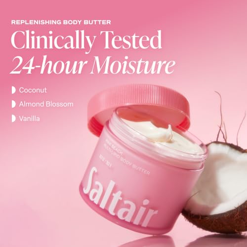 Image of Saltair Multi-Lipid Body Butter | Pink Beach Moisturizer | 10 oz | Creamy texture with conditioning ingredients for lasting hydration and a soft comfortable finish