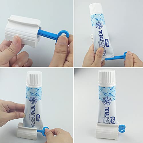Toothpaste Squeezers 5 Pack, YINGFENG Multi-Function Rotate Tube Squeezer with Seat Stand Holder, Toothpaste Dispenser for Bathroom (Bright Colors) - Thumbnail 3