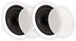 Theater Solutions TS80C in Ceiling 8" Speakers Surround Sound Home Theater Pair, White