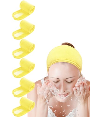 EUICAE Fascia per capelli da spa, confezione da 6, fascia per il sudore, asciugamano per capelli, antiscivolo, elastico, lavabile, fascia per trucco per lavaggio viso, trattamento viso, sport, adatta