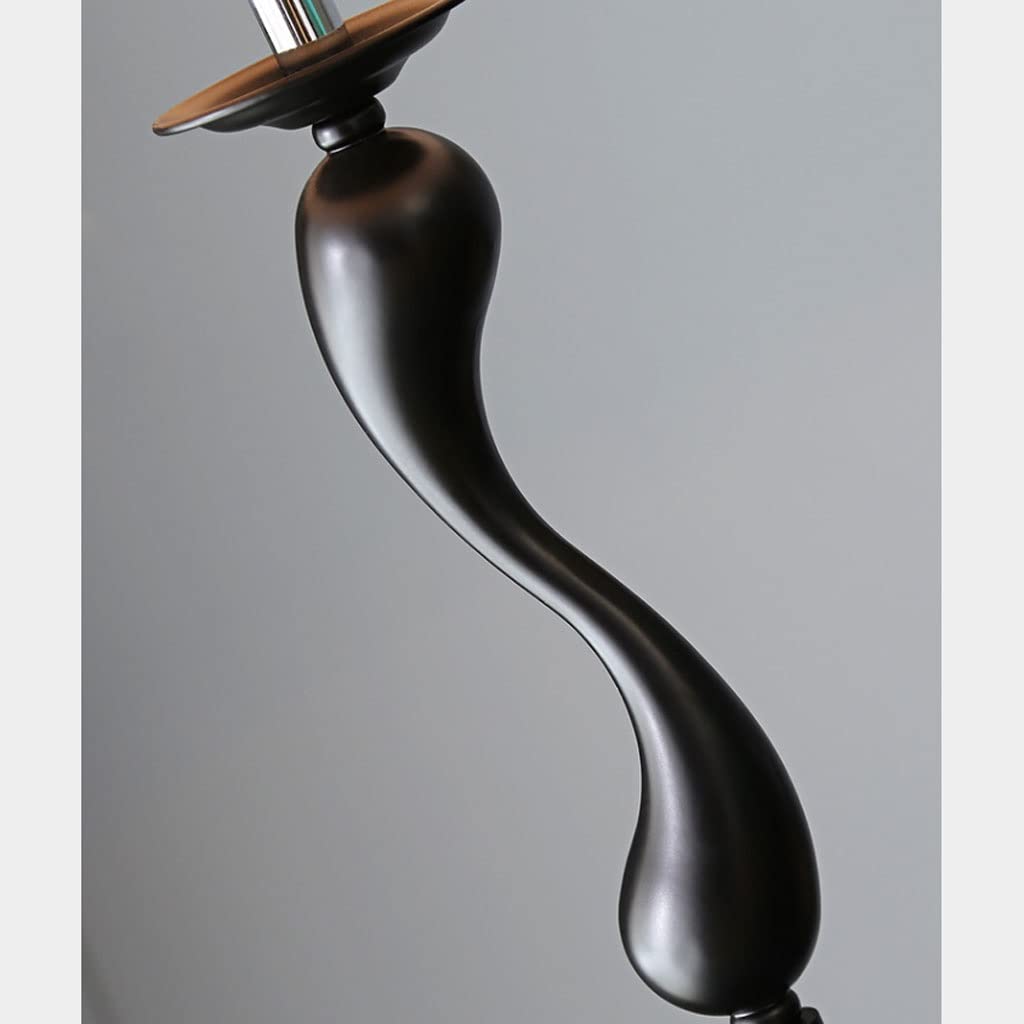 Lampa Podłogowa Nowoczesna Lampa Podłogowa Z Kutego Żelaza Półkami Abażur Tkaniny Oświetlenie Podłogowe Do Salonu Sypialnia Studyjna Stojąca Do Sypialni(A-Black)