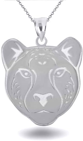 Claddagh Gold .925 Sterling Silver Leopard Head Symbol of Courage Animal Pendant Necklace with Rolo Chain and Pendant only