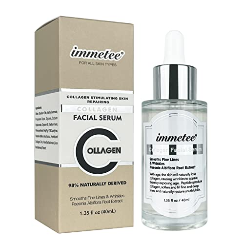 Sérum Visage Collagène, immetee Sérum Facial de collagène aux propriétés calmantes, hydratantes et revitalisantes, pour le visage, le cou, le contour des yeux - 40 ML Cover