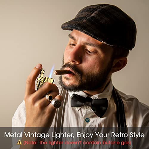 Jet Torch Cool Lighter With Vintage Metal Design, Unique Box For Festival Gifts, Refillable Windproof Lighters For Smoking And Candles Multi-Use, Portable Lighter For Traveling, Camping Outdoors #TOP1