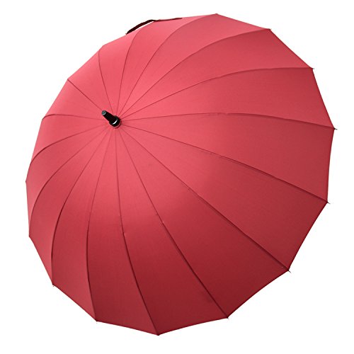 Saiveina 47 Inch Auto Open Straight Strong Durable Umbrella, 190T Fiber Waterproof Windproof Sport Umbrella 16 Ribs
