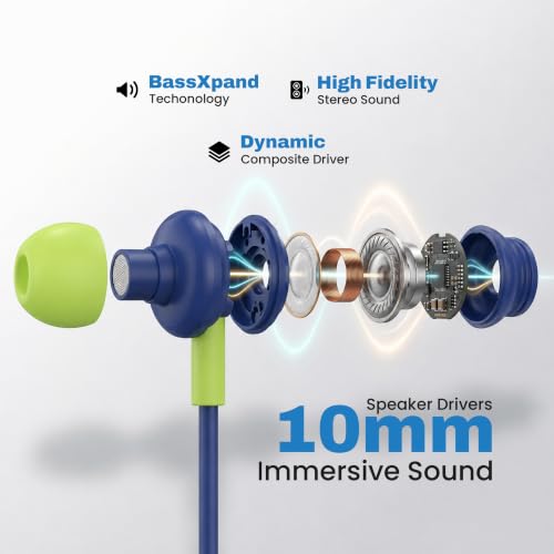 Image of EVM 3.5mm Jack Wired Earphone |HD Mic| in-Line Music & Call Controls | Drivers | Powerful Audio | Unique Earbuds Design | Stereo Sound | 1 Year Warranty (EVM-HF-03-Blue)