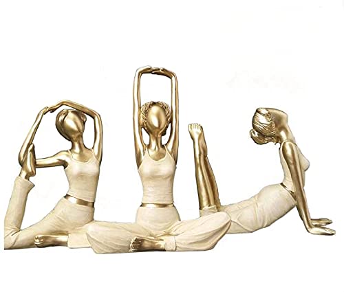 Realideas Vintage Brass Gold Yoga Figurine Meditation Yoga Statue Decorative Stretching Yoga Pose Sculpture cover