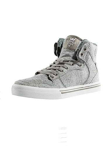 Supra Homme Baskets Vaider Unisex Gris Blanc 38.5 EU Sneaker Sport Décontracté