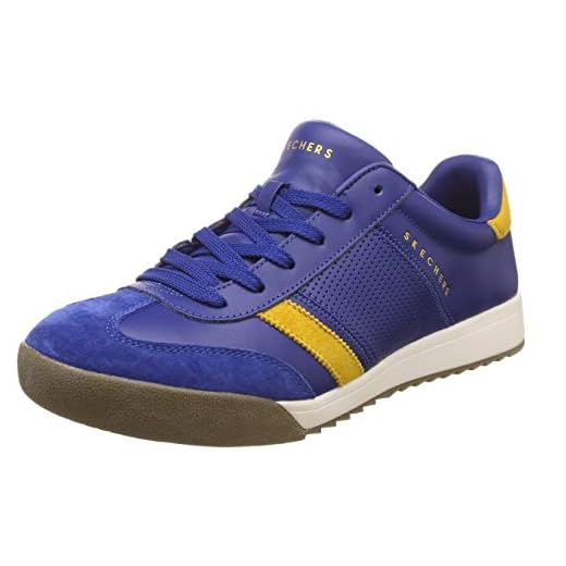 Skechers Zinger, Zapatillas para Hombre, Azul (Blue Leather/Yellow Trim BLYL), 41.5 EU