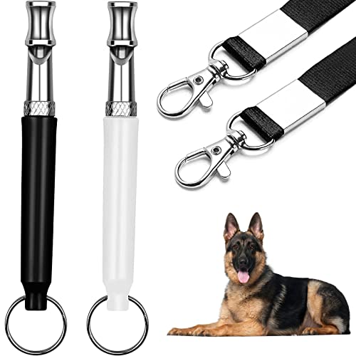 Kheddo 2Pcs Ultrasonic Stainless Steel Dog Whistle Training To Stop Barking, Professional Dog Training & Behavior Aids For Dogs, Adjustable Dog Whistle With Lanyard Strap To Make Dogs Come To You #TOP4