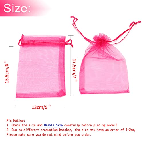 Image of Dealglad 50pcs Drawstring Organza Jewelry Candy Pouch Christmas Wedding Party Favor Gift Bags (5x7 inch, Rose)