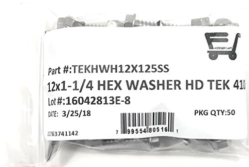 #12x1 1/4 Tornillo TEK hexagonal autoperforante acero inoxidable 50pz miniatura 3