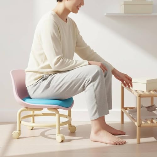 Image of Rolling Stool Wheels Kids Rolling Stool Easy to Move Roller Seat for Entryway, Living Room