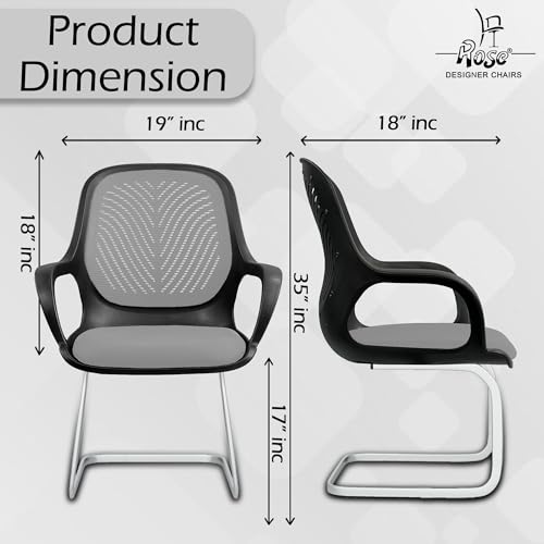Image of ROSE Zaria | 3 Years Brand Warranty | Ergonomic mesh mid-Back Office Chair, Perfect for Study, Work from Home, revolving, Rolling Computer Desk Chair (Black & Grey, Visitor)