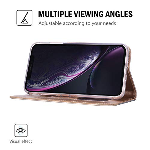 Procase Wallet Case For Iphone Xr, Folio Flip Case With Kickstand Card Holders Mirror Wristlet, Folding Stand Protective Cover For Apple Iphone Xr 6.1" 2018 Release -Black #TOP4