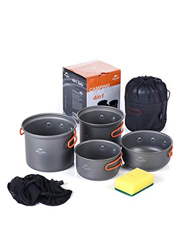HWYYGL Camping cookware kits, outdoor aluminum lightweight camping pot pot cookers,easy to dump,outdoor fishing cooking equipment, easy to fill and easy to clean.