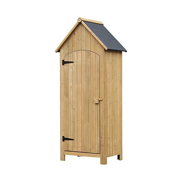 Outsunny Gartenschrank Holz Gerätehaus Gartenhaus Geräteschuppen Geräteschrank Holzhütte Giebeldach Bitumenpappe Gelb 77…