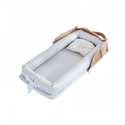 ベッドインベッド 枕付き 携帯型ベビーベッド | 新生児〜12ヶ月対応・コットン100%・折りたたみ収納可 | 添い寝/持ち運び便利・通気性・洗濯可能・出産祝いに最適 (color 12)