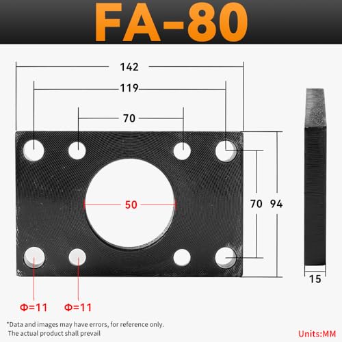 Image of SC Cylinder FA-80 Accessories Square Flange Plate Cylinder Diameter Universal Fitting mounting Plate Fixing Frame with 4 Screws