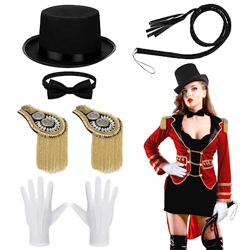 Neer 5 Pcs Circus Ringmaster Costume Women Halloween Ring Master ...