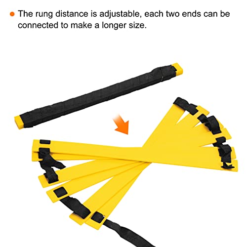 Patikil Agility Ladder 4 Rung 2M/6.6Ft With Carry Bag, Speed Training Equipment For Soccer Football Fitness Exercise, Black Yellow #TOP2