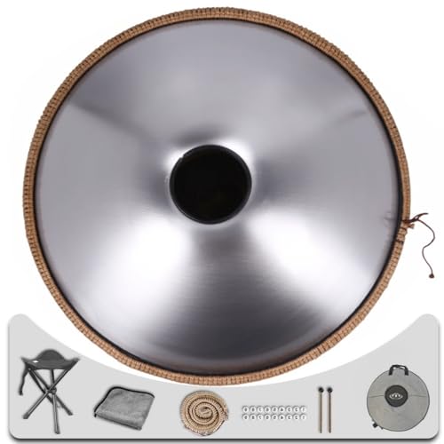 Tambor handpan acero 10 notas 22 pulg D menor plateado miniatura 4