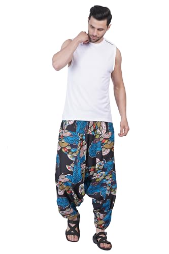 Image of Whitewhale Men's Cotton Solid Harem Pants Yoga Trousers Hippie Pant
