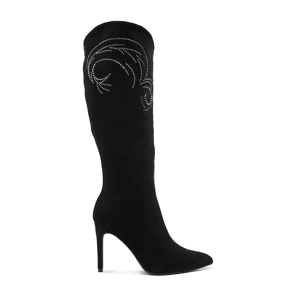 London Rag Becks Rhinestone Patterned Calf Boots