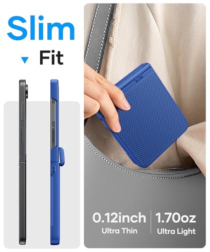 Image of Vihibii for Samsung Galaxy Z Flip 7 Case Slim with Rugged Hinge Protection & Outer Screen Protector & Non-Slip Texture, Durable Shockproof Protective Phone Case for Galaxy Z Flip 7 5G 2025, Navy Blue