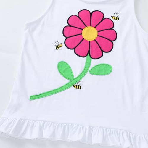 Image of HILEELANG Toddler Girl Summer Short Outfit Sets Cotton Short Sleeve Tops Tees Shorts Clothing Sets
