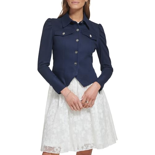 Image of DKNY Women's Cropped Button Front Long Sleeve Jacket