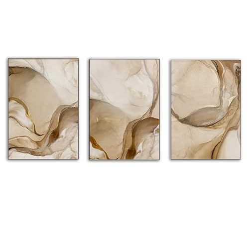 Art mural moderne marbre beige et doré, impression sur toile de qualité galerie