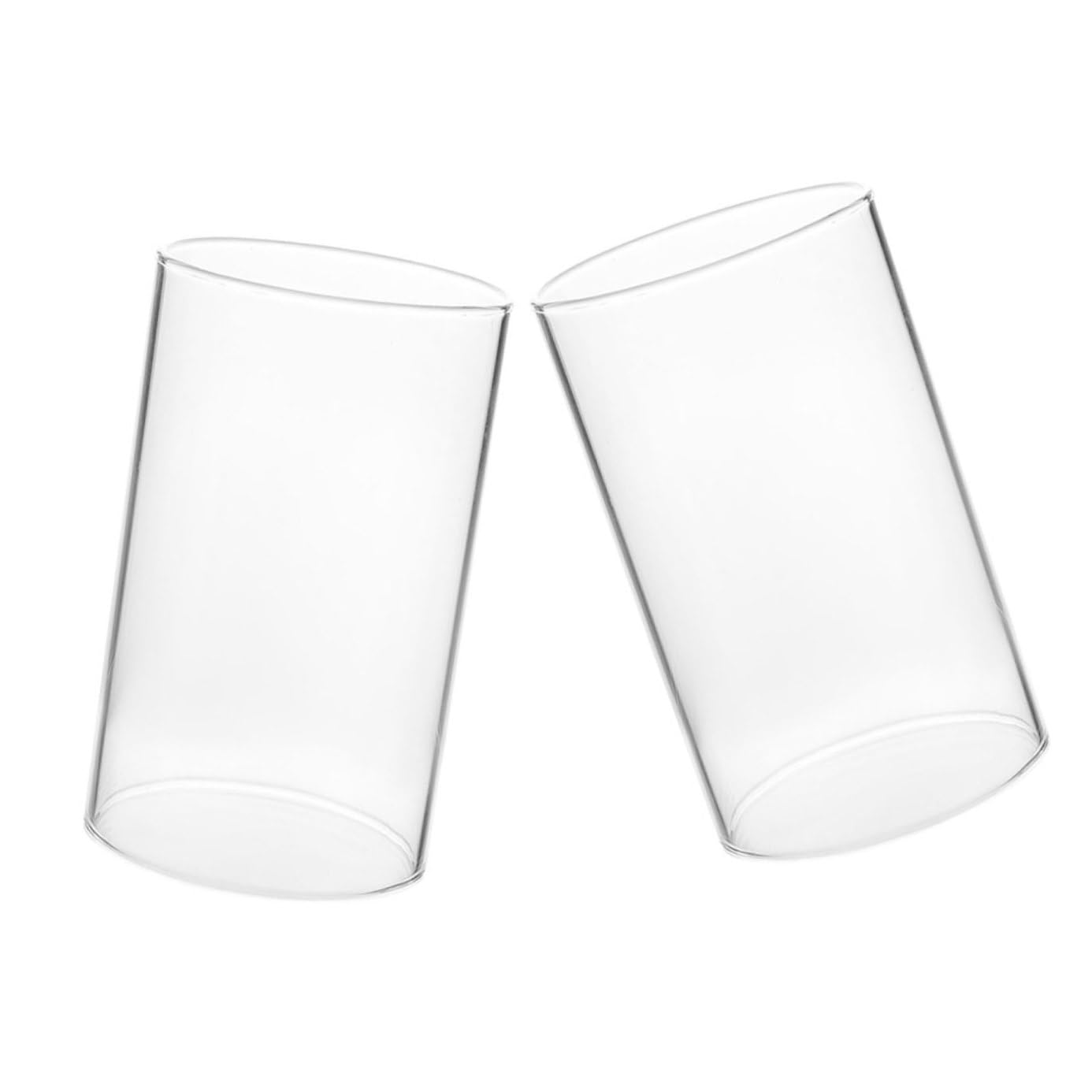 Bougeoirs en verre transparent 15x7 cm abat-jour cylindrique ouvert lot de 2