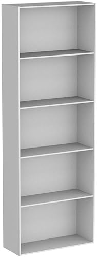 Miniatura 4 de Estantería de 5 estantes, estantes altos y estanterías, torre vertical, estantes de almacenamiento de madera, estante moderno para libros,