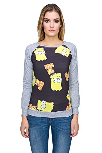 Image of FUTURO FASHION® Ladies Trendy Casual Simpson Print Crew Neck Long Sleeve Pullover Sweatshirt FZ114