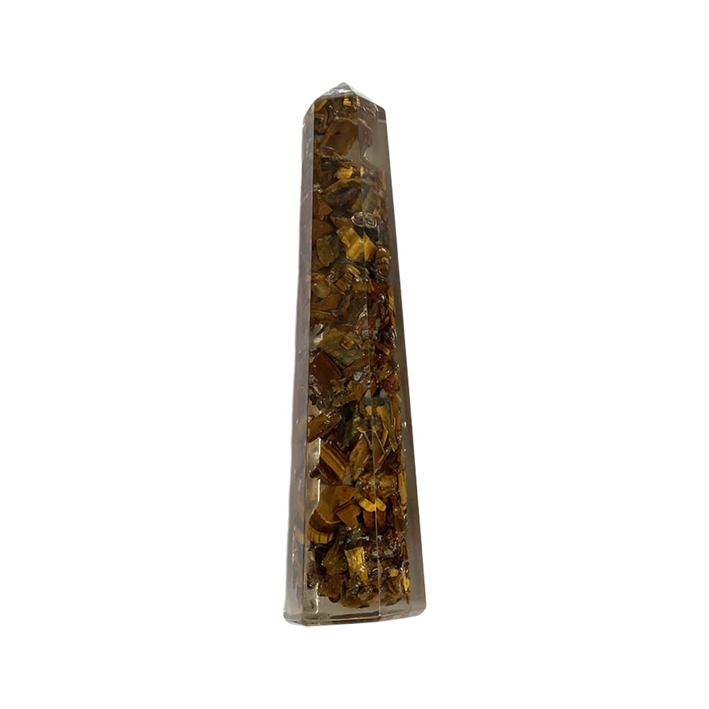 VIE Orgonite Obelisk Tower, 10-12cm, Tiger's Eye