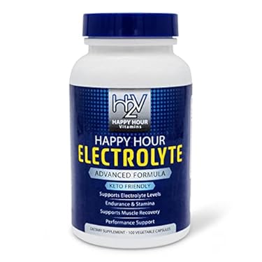 AMAZON - Happy Hour Vitamins Electrolyte Pill- 100 Pills- Dehydration, Muscle cramping, Performance, Keto & Rapid Recovery. Vegetarian Capsules w/Magnesium, Potassium, Sodium & Calcium Hydration Supplement