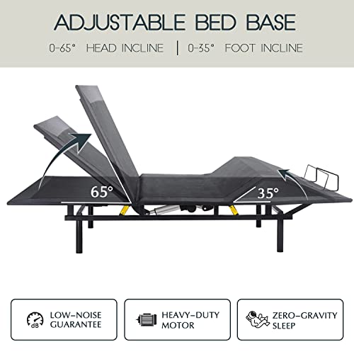 Einfach Motorized Basic Adjustable Bed Base, Full Size Bed Frame With Wireless Remote, Independent Heavy-Duty Motors 2.0, Adjustable Head And Foot Incline, Assembly Required(Bed Base Only) #TOP3