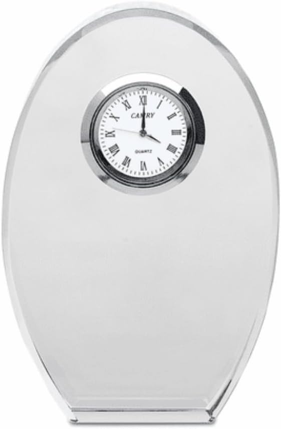 Executive Gift Shoppe | Distinguished Collection Personalized Oval Crystal Desk Clock with Custom Engraving